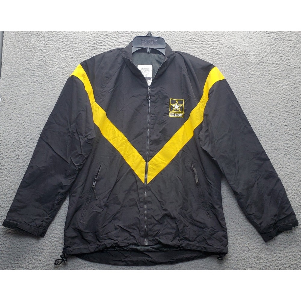 US Army APFU Jacket Womens Small Black Windbreaker Drawcord Hem 8415-01-623-8628
